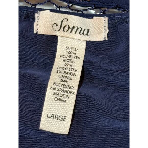 SOMA sheer sleeveless layered dress abstract design with knit neck womens large - Picture 3 of 5